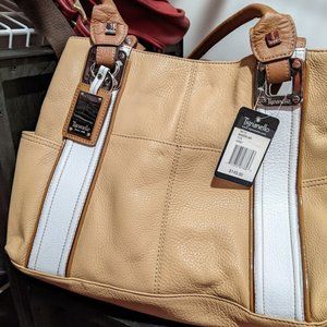 TIGNANELLO CAMEL & IVORY LEATHER TOTE (MEDIUM SIZED) - NWT!